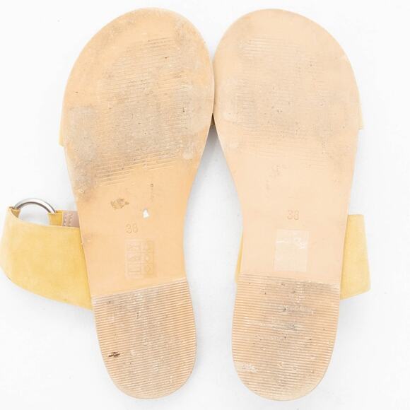 Topshop Yellow Suede Leather Summer Hooray Ring Slide Sandals Size 38 US 7.5 - Picture 8 of 12